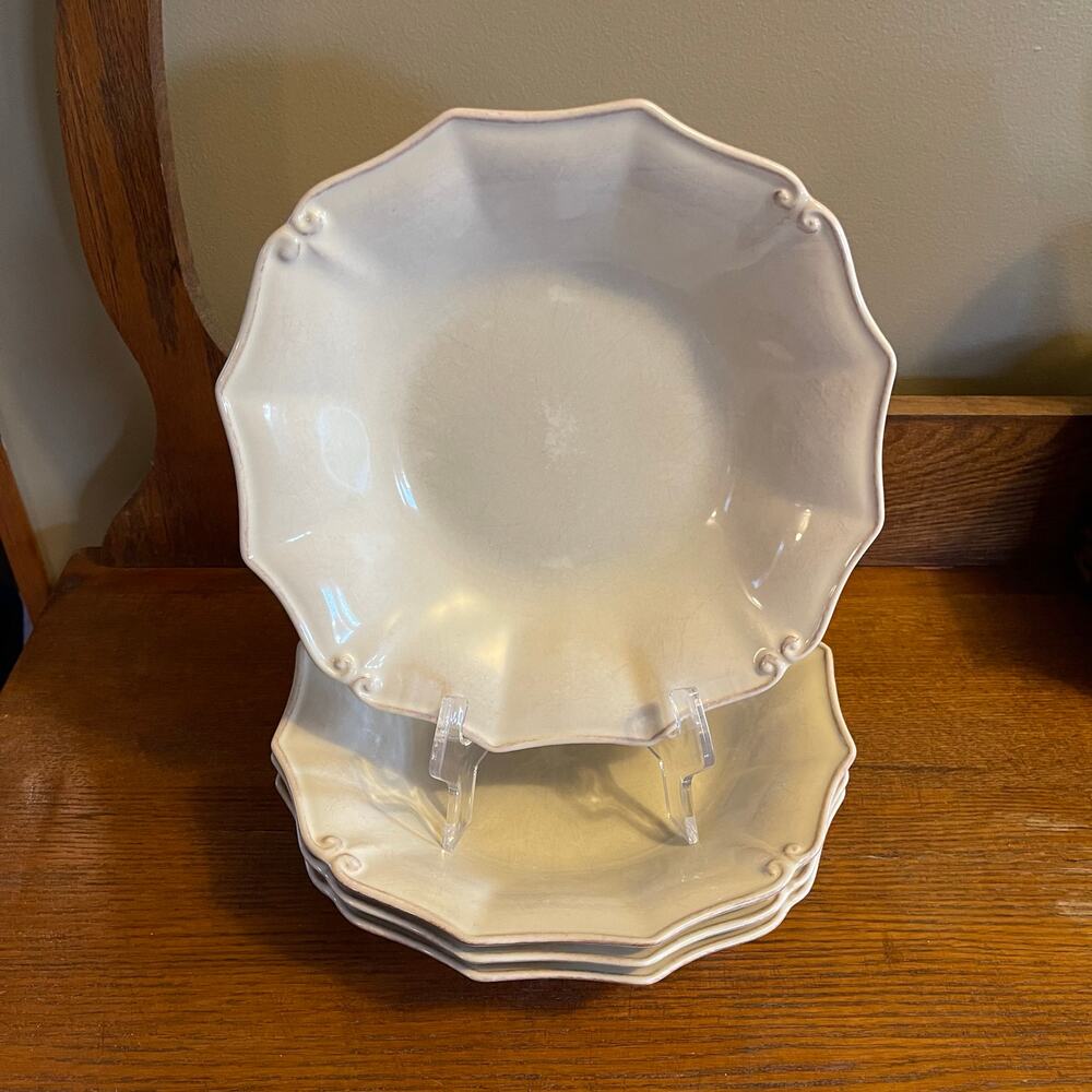 Casafina Casa Stone Vintage Port Cream Portuguese Stoneware Set of 4 Soup Bowls